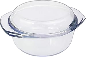 KARADROVA Glass Casserole Dish with Lids, 1.5L 17cm, Oven Proof, Microwaveable, Medium Lidded Casserole Dish