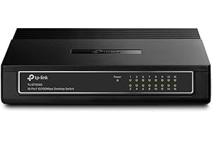 TP-Link TL-SF1016D 16-Port 10/100 Mbps Desktop Ethernet Switch/Hub, Ethernet Splitter, Plug & Play, no configuration required, Black
