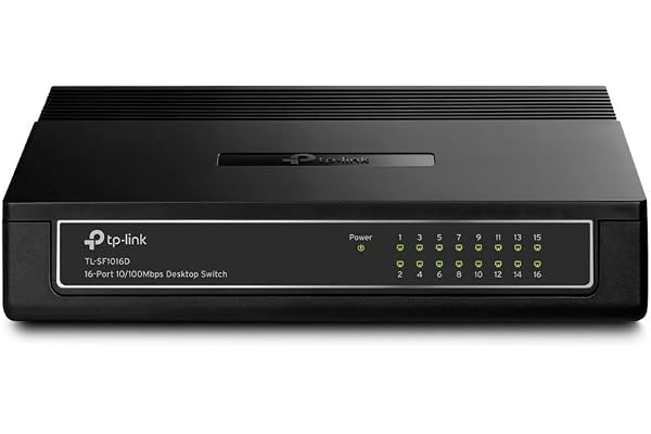 TP-Link TL-SF1016D 16-Port 10/100 Mbps Desktop Ethernet Switch/Hub, Ethernet Splitter, Plug & Play, no Configuration Required, Black