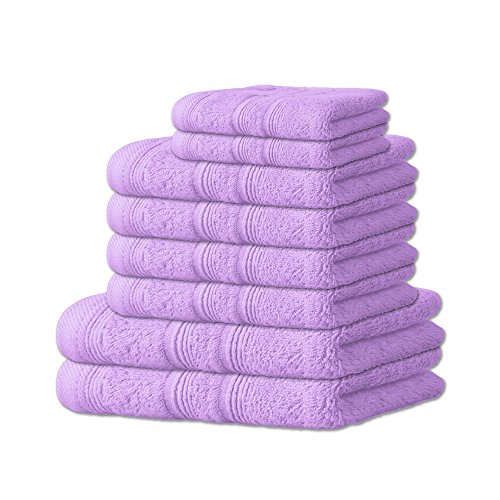 Handtuch-Set 8-teilig | 10 Farben, viele Größen | 100% reine Baumwolle Frottee ca. 600g/m² | Set Inhalt 2x Gästehandtuch je 30 x 50 cm + 4x Handtuch je 50 x 100 cm + 2x Duschtuch je 70 x 140 cm | CelinaTex Capri 0002918 | flieder