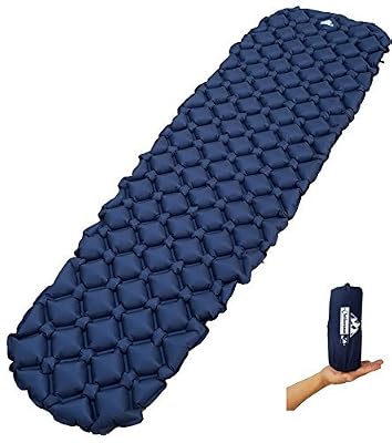 OutdoorsmanLab Rembourrage pour sac de couchage OutdoorsmanLab Ultralight – Ultra Compact pour randonnée, camping, Voyage, avec conception très confortable de cellule gonflable, bleu