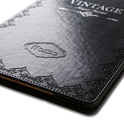 MOSISO Slim Fit Classic Retro Buch Art Multi Angle Standplatz Fall für iPad Pro 9.7 Zoll (2016 Release), Premium PU Leder Smart Cover Auto Sleep / Wake, Grau - 4