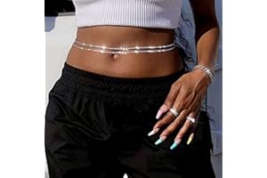 Bramian Crystal Catena in vita Argento Belly Strass Catene per il corpo Accessori per gioielli in vita da spiaggia per donne e ragazze