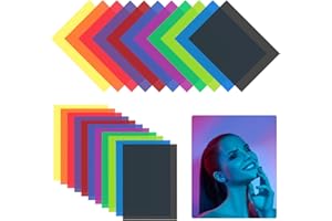 QINERSAW 22 PCS Filtre de Gel en Couleur 29.7x21cm Feuilles Plastiques d'Eclairage Filtres Correcteurs de Couleur Film Filtre Couleur Transparent Filtre Gelatine Couleur Lumiere pour Photo Studio LED