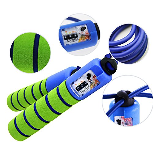 Springseil Speed Rope von Auskio, Springseil Kinder mit Zähler&Komfortablen Griffen für Fitnesstraining abnehmen Fat Burning übungen, für Kinder und Erwachsene geeignet(ein ersatz Seil als Geschenke) - 4