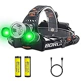 2. Caza verde Linterna Frontal: 2 rayos XR-E R2 en dos lados como luces verdes. La luz verde es perfecta para la caza, la visión nocturna, la astronomía, el detector y la aviación.