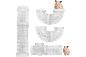 WishLotus Hamster Tubes, Adventure External Pipe Set Transparent MaterialHamster Cage & Accessories Hamster Toys to Expand Space DIY Creative Connection Tunnel Track Rat Toy (White)