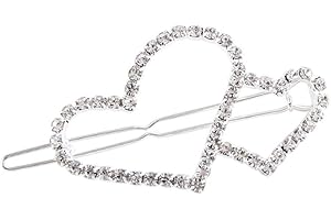 yangzerang Double Heart Hair Clip Pin Rhinestone Hair Barrettes Rhinestone Bangs Clip Pin Hair Accessories for Women Makeup Hair Clips Hollow Heart Hair Clips Hair Styling Accessories