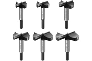 ASNOMY Set di 6 punte Forstner per Legno in acciaio al tungsteno, sega a tazza e Legno Drill Bits Set per legno duro, plastica e compensato - con 35/40/45/50/60/70 mm