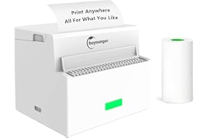 BUYOUNGER Impresora Portatil Mini Impresora para Movil Impresora Fotográfica Mini Impresora Termica Movil Inalámbrica Mini Printer Impresora Bluetooth para Movil Impresora Fotos movil con Papel Y Cable USB