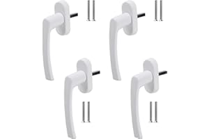 Anseom 4 Pezzi Bianco Maniglia per Finestra, Maniglia Porta Finestra in Alluminio, Blocca Maniglia Porta di Sicurezza per Bambini, Maniglia per Finestra, Porte del Balcone e Terrazze