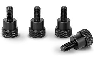 PrecisionGeek - Śruby Radełkowane z Dystansem M5 x 10 mm L- 22 mm, Aluminium Czarne (zestaw 4 szt.)