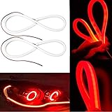 2Pcs Daytime Running Lights Car LED Flexible Switchback Headlight Angel Eye DRL Turn Signal Strip Light 60cm (RED)