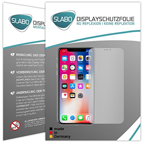 Slabo 2 x Displayfolie für iPhone XS | iPhone X Displayschutzfolie Zubehör No Reflexion MATT - Made IN Germany Slabo 2 x Displayfolie für iPhone XS | iPhone X Displayschutzfolie Zubehör No Reflexion MATT - Made IN Germany