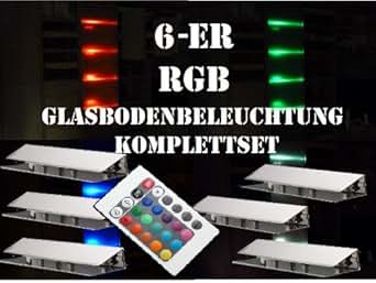60 mm LED 6-er RGB-Glasbodenbeleuchtung-Komplett-Set +Trafo+RGB