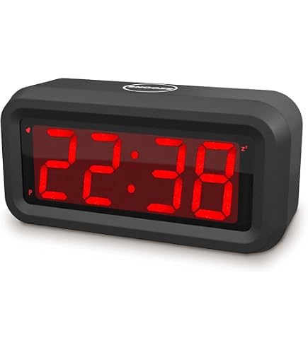 Réveil numérique à affichage LED avec batterie rechargeable - Double usage - Mode snooze - Réveil nocturne - Convient pour chambre à coucher et bureau - Rouge