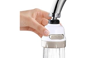 MOANATURA Aireador Grifo Cocina 360° Giratorio, Adaptador para Grifos Fregadero, Extensor Grifo con 3 Modos, Atomizador Ahorro Agua Antisalpicaduras, Universal, Material ABS, Color Blanco
