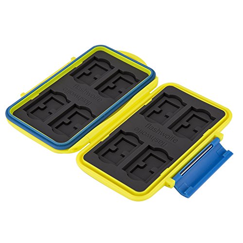 Flashwoife – patentierte Aufnahme – Turtle-SD8MSD16Y wasserdichte Speicherkarten Schutzbox in gelb für 8 Stück SDHC und 16 Stück MicroSD Cards Case - 5