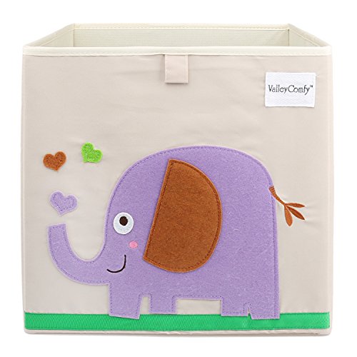 Valleycomfy Aufbewahrungsbox faltbar Cartoon Cube Organizer Closet Korb für Kleidung, Schuhe, Spielzeug und Punkte 33 x 33 x 33 cm elefant