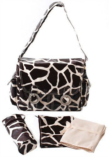 Kalencom Fashion Diaper Bag, Changing Bag, Nappy Bag, Mommy Bag, Coated Double Buckle Bag (Giraffe Chocolate / Cream)