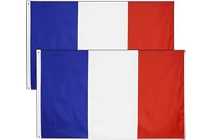 BRELET 2 Piezas 90 x 150 cm Bandera de Francia Grande con Anillos Duraderos.Flag al Francés para el Festival Europeo de Fútbol Decoración de Interiores.Bandera Francesa/French Flag