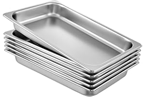 GENÉRICO Lote 6 Cubetas Gastronorm GN 1/1-100 mm profundidad fabricadas en acero inoxidable. | Bandejas Horno | Bandejas Gastronorm 1/1 | Recipiente GN 1/1 530x320x100 mm | 13,3 lts