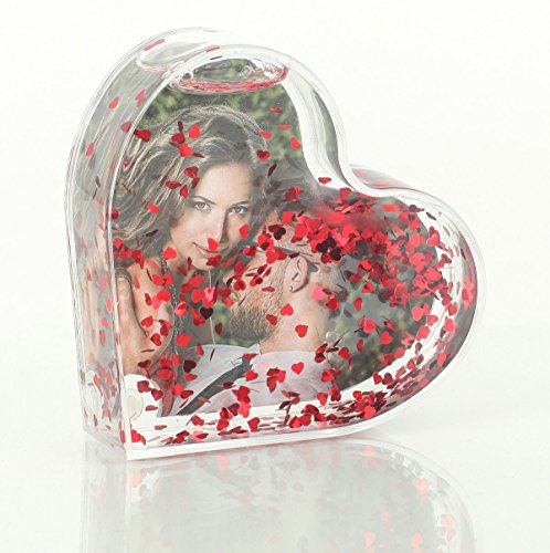 levandeo Bilderrahmen 96098 Fotoherz Fotokugel mit fliegenden roten Herzen - Glitzerkugel Schüttelherz Fotorahmen rotes Herz Love Herzform