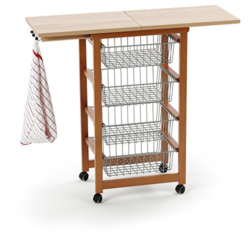 Arredamenti Italia Carrito de Cocina GASTONCINO, Madera - 4 cestas - Extensible - Color: Madera de Cerezo Ar-It il Cuore del Legno