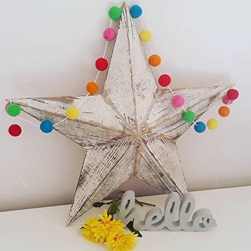 Felt Ball Pom Garland Home, Decor Bedroom, Nursery, 100% wool - Various Colours (Rainbow Bright)