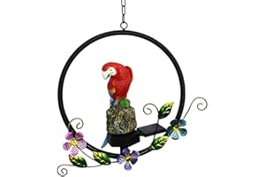 OKESYO Décoration de jardin Perroquet Lampe solaire à suspendre - En résine - Résistant aux intempéries - Pour jardin, jardin, pelouse