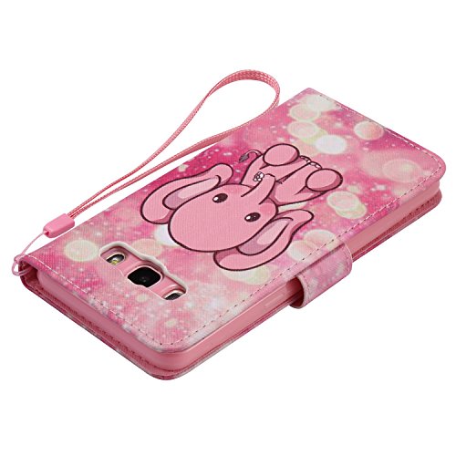 Feeltech Samsung Galaxy J510/J5 2016 Hülle PU-Leder und Brieftasche Bunte Muster Fall mit Magnetverschluss, Hybrid-Kickstand mit Stand-Funktion, schlagen Sie schützende weiche TPU Stoßstangenabdeckung und Kreditkartenhalter für Samsung Galaxy J510/J5 2016 Handgelenk Bügel-Buch-Art-Geldbeutel-Tasche mit 2 In 1 Berühren Sie Stift – Rosafarbener Elefant - 8