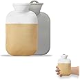 Miniature Hot Water Bottle with Cover, Soft Plush Cover Removeable & Washable Bottle Cover, Warm and Comfortable (Brown Small 500ML)