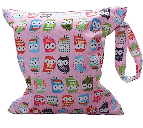 KingWinX Baby Waterproof Reusable Cloth Diaper Bag, Pattern Pink Owl