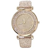 Alicer Damen-Armbanduhr – Luxus Quarz, elegant, Kratzfest & verschleißresistent Spiegel, Lederarmband, Weihnachten/Erntedankgeschenk für Mädchen/Damen, Gold, Free Size