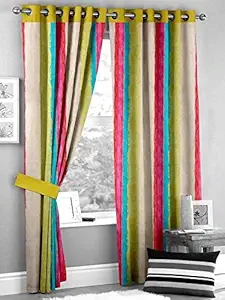 HOMEC Polyester Modern Long Door Curtain, (9 feet, Multicolour) - Pack of 2