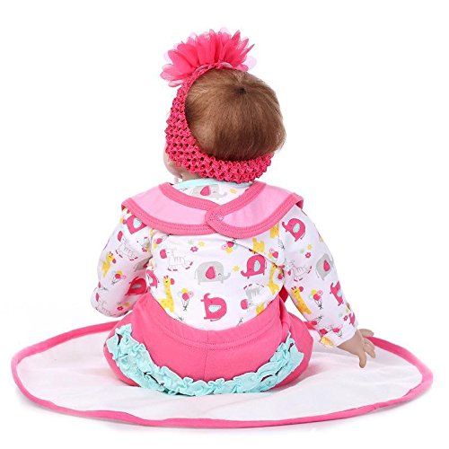 NPKDOLL Reborn Baby Doll Soft Silicone Vinyl 22inch 55cm Magnetic Mouth Lifelike Boy Girl Toy Pink Elephant A1UK