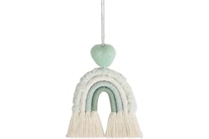 SYSUII Car Rear View Mirror Pendant, Macrame Handwoven Rainbow Wall Hanging, Children's Room Wall Decoration, Car Mirror, Hanging Accessories, Hanging Ornament, Car Mirror Hanging Decoration, Car Men Women