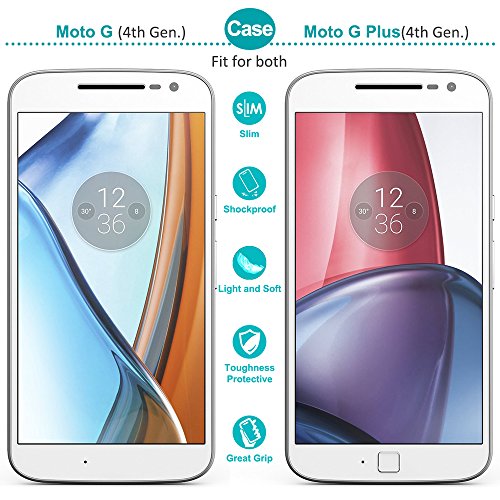 Fundas Protectora TPU para Moto G Plus 4th Generaci  n 5 5  con Protectore de Pantalla  AFUNTA 1 Pel  culas Protectoras de Cristal Templadas de Cobertura Completa  con 2 Carcasas Transparentes A Prueba De Choques Para Moto G4 Plus 5 5 Pulgadas
