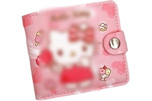 Tomicy Pink Cat Wallet KT Cat Kids Wallet Bifold Wallet Teen Girls PU Leather Purse Waterproof Folding Wallet Coin Wallet Short Child Wallet for Children Girls Gift