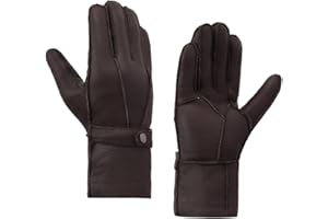 MGGMOKAY Uomo Guanti Shearling Uomo Caldo Inverno Cuoio Shearling Guanti di Pelle di Pecora