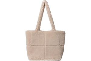 ARVALOLET Bolso de mano de lana de cordero para mujer, bolso grande de felpa para la compra, bolso de hombro ligero y esponjoso, bolso de hombro peludo