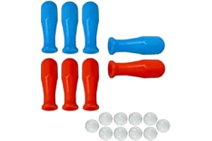 grandeemporio Calcio Balilla Otto (8) manopole universali per aste Diametro mm.16. Quattro Blu e Quattro Rosse, abbinate ad Un Set di Dieci (10) Palline per Calcio Balilla.