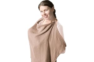 Uskerb Breastfeeding Cover, Soft Cotton Nursing Cover for Breastfeeding - Lightweight, Breathable Breast Feeding Privacy Cover, Full Coverage for Moms in Public (Brown)