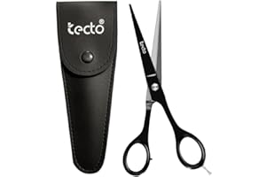 Tecto 6" Hair Dressing Scissors Sharp, Hair Cutting Scissor for Professional, Hairdressers Barbers Stainless Steel Hair Cutting Shears, Sharp Hair Scissors for Women, Men, Children and Adults (Black)