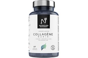 NATNATURA Collagène marin hydrolysé + Acide hyaluronique + Coenzyme Q10 + Vitamine C + Zinc. Donne de l’éclat à votre peau, protège vos articulations et accroît votre énergie. 100 gélules végétales.