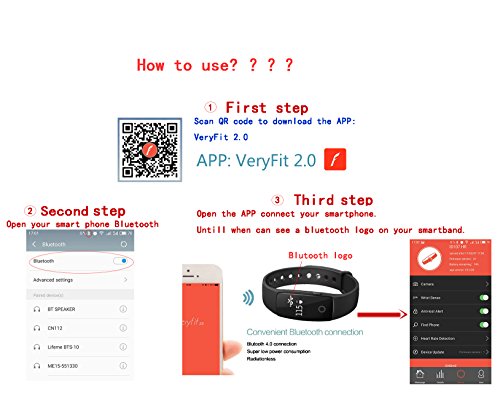 Fitness Armband ,Fitness-Tracker Activity Tracker Sport-Armband mit Schrittzähler,Herzfrequenz-Monitor, Schlafanalyse Smartband (Schwarz) - 7