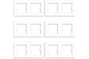 Acmerota 6Pcs Finger Plate Surround for Double Light Switch 2 Gang White, Wall Protector,Electrical Plug Socket Wall Cover Decorate Plastic (Double White)