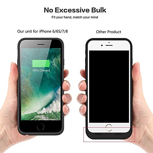 Coque Batterie iPhone 6 6S 7 8  6000 mAh   HETP Portable Rechargeable Batterie Chargeur Puissant  Ultra-mince  Power Bank Externe Chargeur Banque de Secours Batterie Chargeur de Protection pour apple iPhone 6 6s 7 8  4 7 Pouces   Garantie 2 ans 