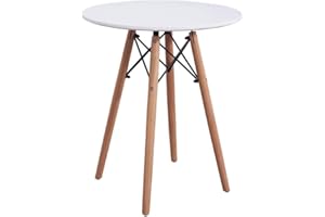 Xiaolong Modern Style White Table Designer Round Dining Office Kitchen Table Wood Legs (60CM)