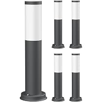 5 Bornes Lumineuses PORU Pour Allée Extérieure - IP44, Grille Inox, 39 Cm, Douille E27 Jusqu’à 40W - Idéal Pour Jardins Et Terrasses